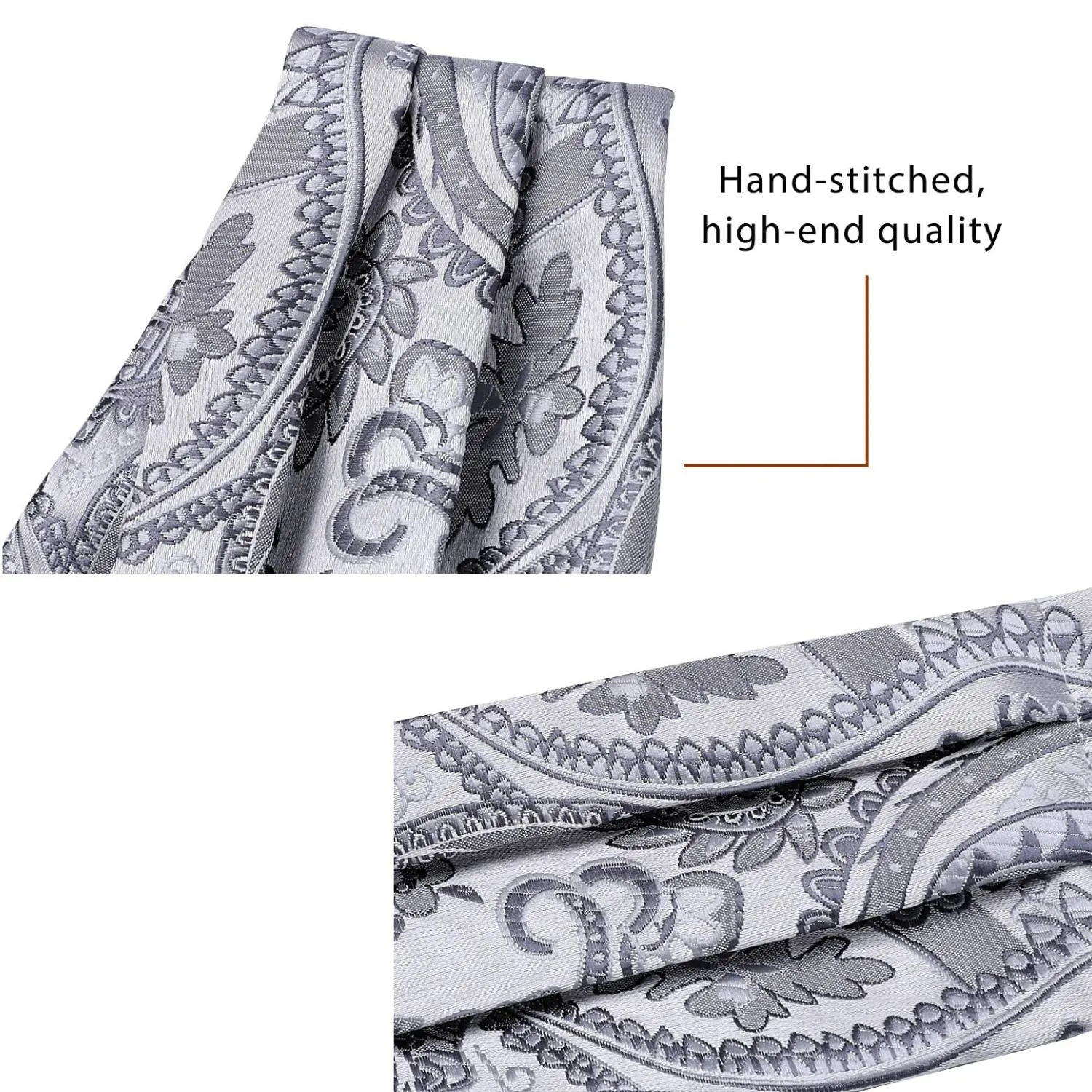 Floral Paisley Ascot Cravat Scarf - A-02 GRAY PAISELY