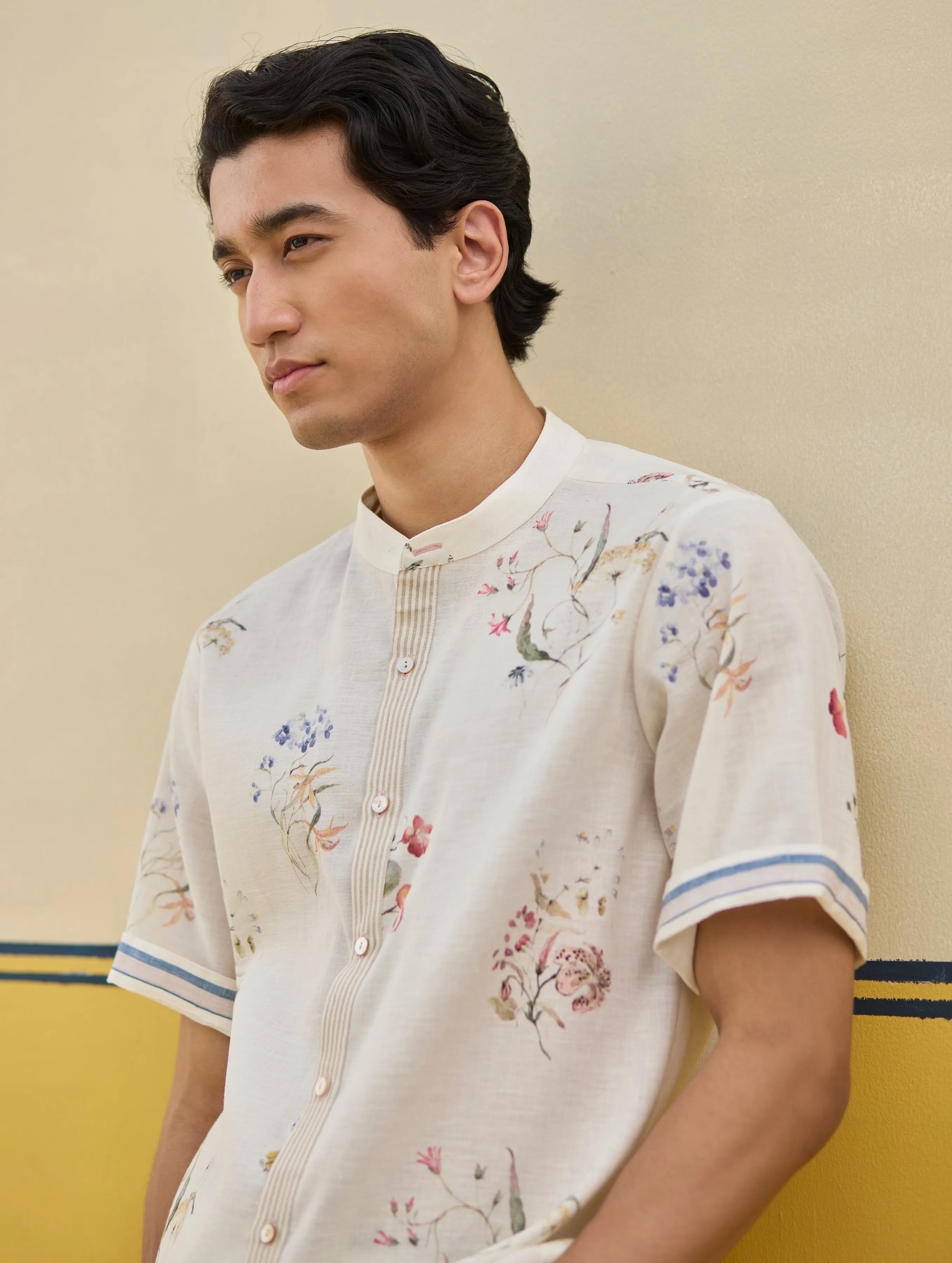 Fola Watercolour Floral Shirt - Ivory