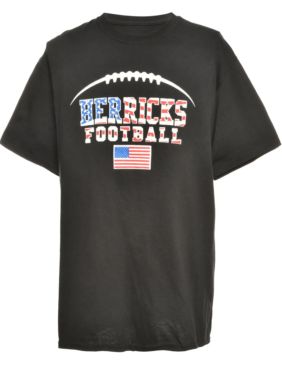 Football Herricks Black Sports T-shirt - L