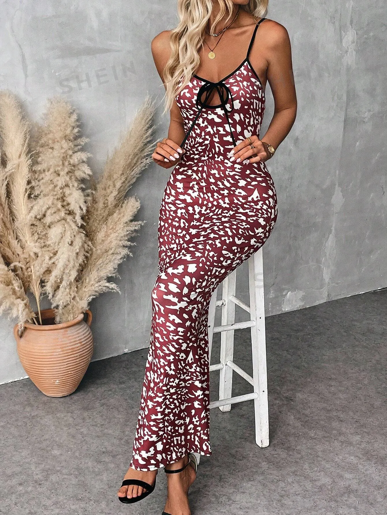 Frenchy Women Casual Leopard Print Maxi Slip Dress