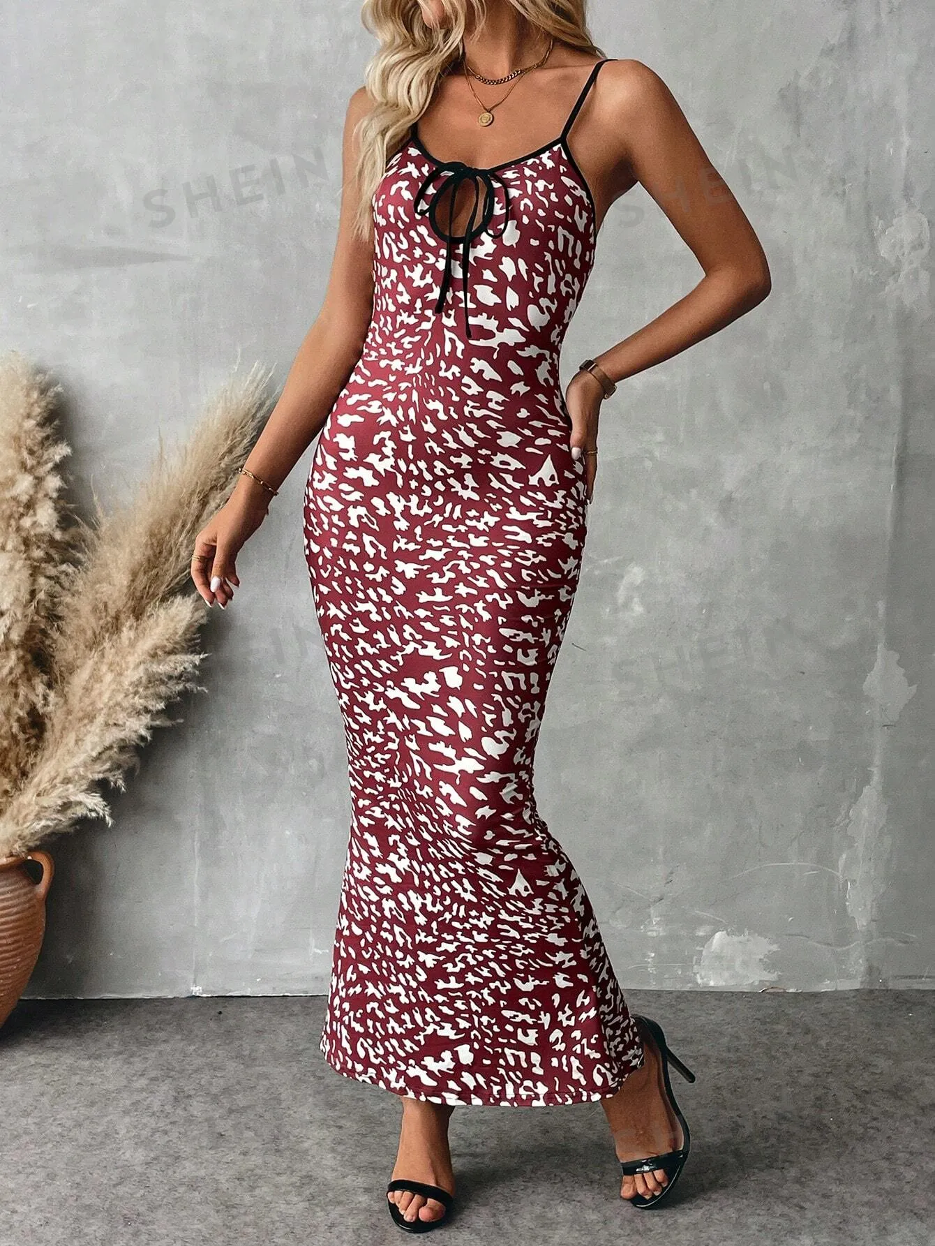 Frenchy Women Casual Leopard Print Maxi Slip Dress