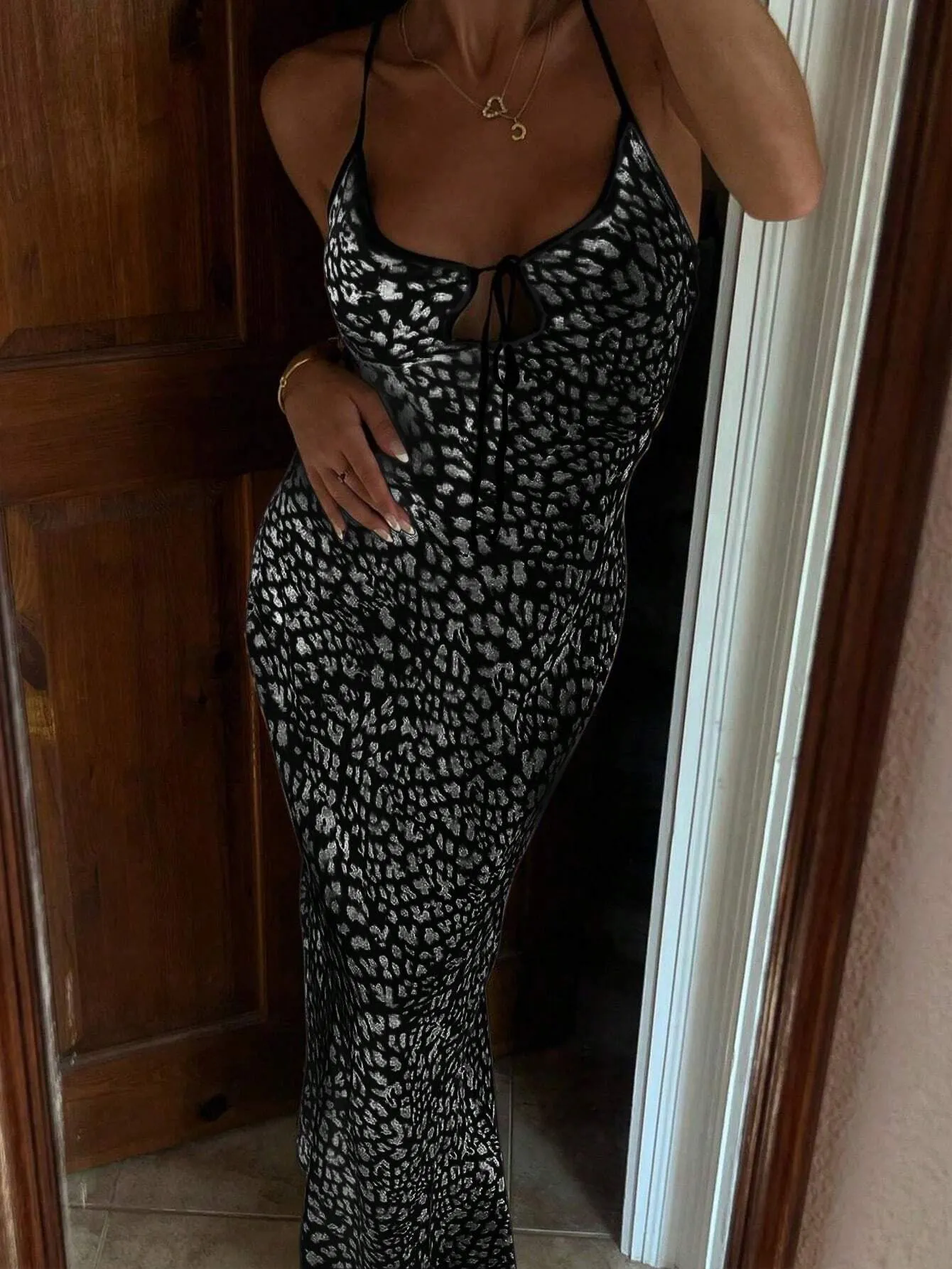 Frenchy Women Casual Leopard Print Maxi Slip Dress