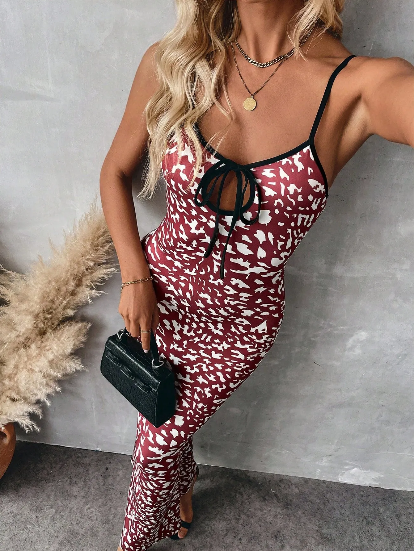 Frenchy Women Casual Leopard Print Maxi Slip Dress