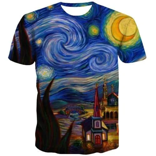 Galaxy T-shirt Men Painting Tshirts Novelty Blue Tshirt Printed Abstract Shirt Print Gothic T-shirts 3d Short Sleeve Hip hop Men