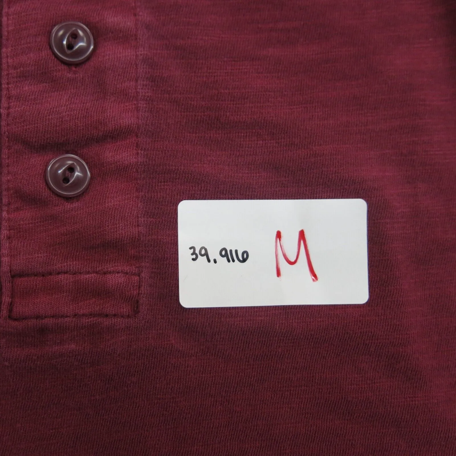 Gap Mens Henley Shirt Regular Fit Short Sleeves Casual Button Maroon Size Small