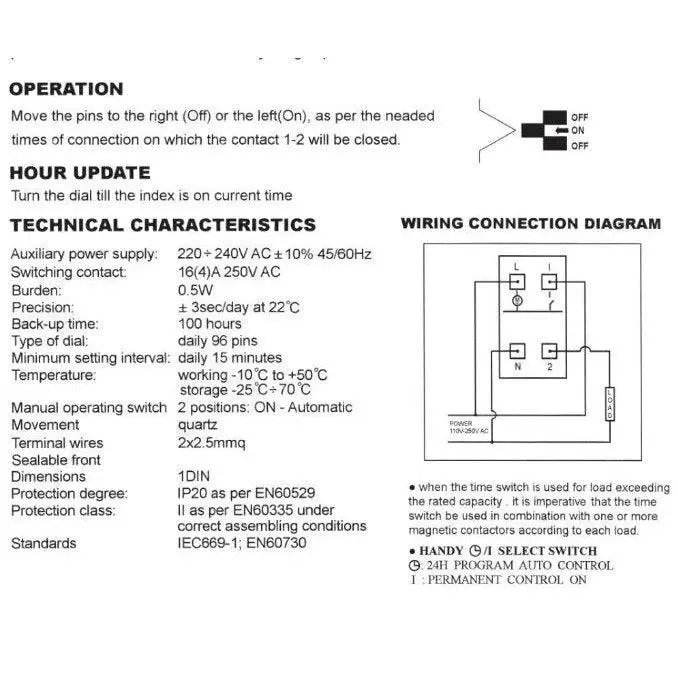 GEYA- TB45 Din Rail Mechanical Timer Switch| 96 times Time Set