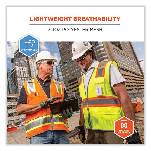 Glowear 8246z Class 2 Two-tone Mesh Reflective Binding Zipper Vest, Polyester, Small/medium, Lime, Ships In 1-3 Business Days