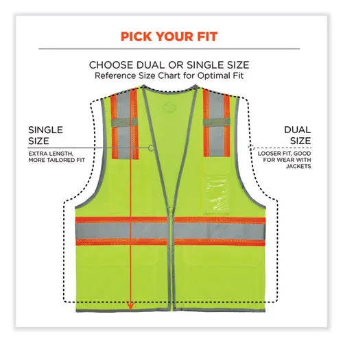 Glowear 8246z Class 2 Two-tone Mesh Reflective Binding Zipper Vest, Polyester, Small/medium, Lime, Ships In 1-3 Business Days