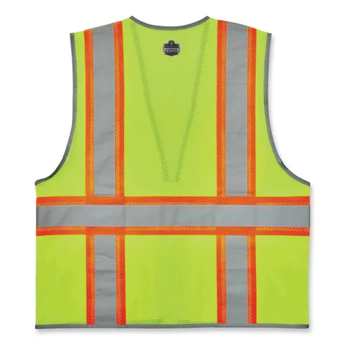 Glowear 8246z Class 2 Two-tone Mesh Reflective Binding Zipper Vest, Polyester, Small/medium, Lime, Ships In 1-3 Business Days