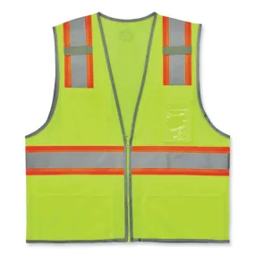 Glowear 8246z Class 2 Two-tone Mesh Reflective Binding Zipper Vest, Polyester, Small/medium, Lime, Ships In 1-3 Business Days