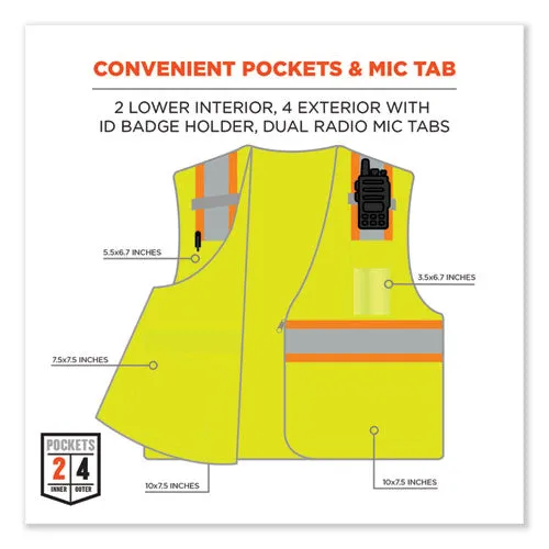 Glowear 8246z-s Single Size Class 2 Two-tone Mesh Vest, Polyester, Small, Lime, Ships In 1-3 Business Days