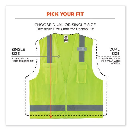 Glowear 8249z Class 2 Economy Surveyors Zipper Vest, Polyester, Large/x-large, Lime, Ships In 1-3 Business Days