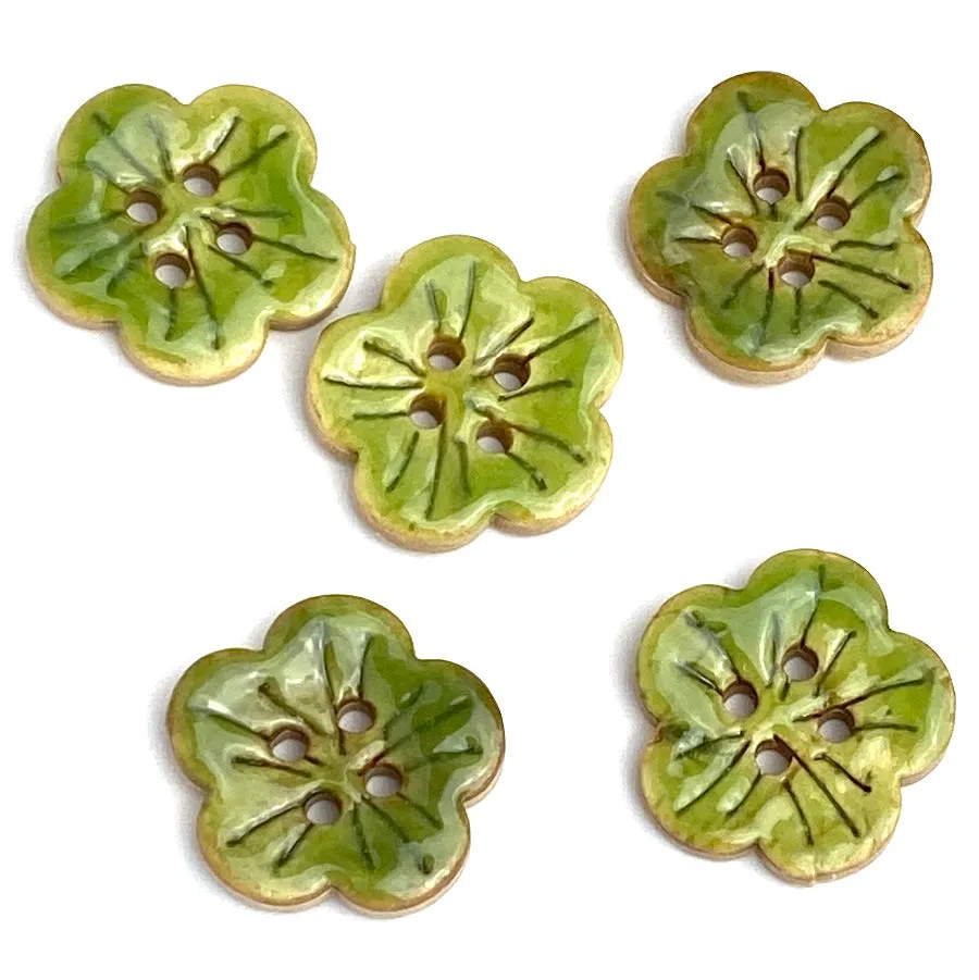 Green Sakura Coconut Button 3/4"   #SWC-115 Handpainted, Shiny