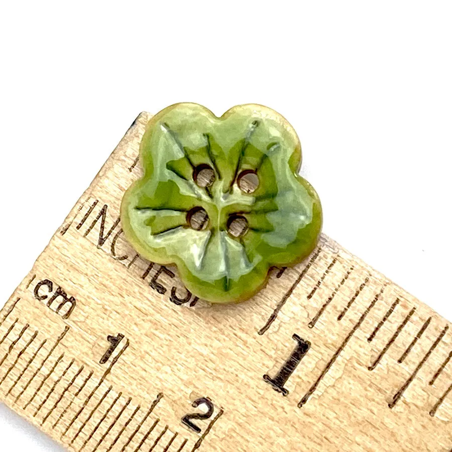 Green Sakura Coconut Button 3/4"   #SWC-115 Handpainted, Shiny