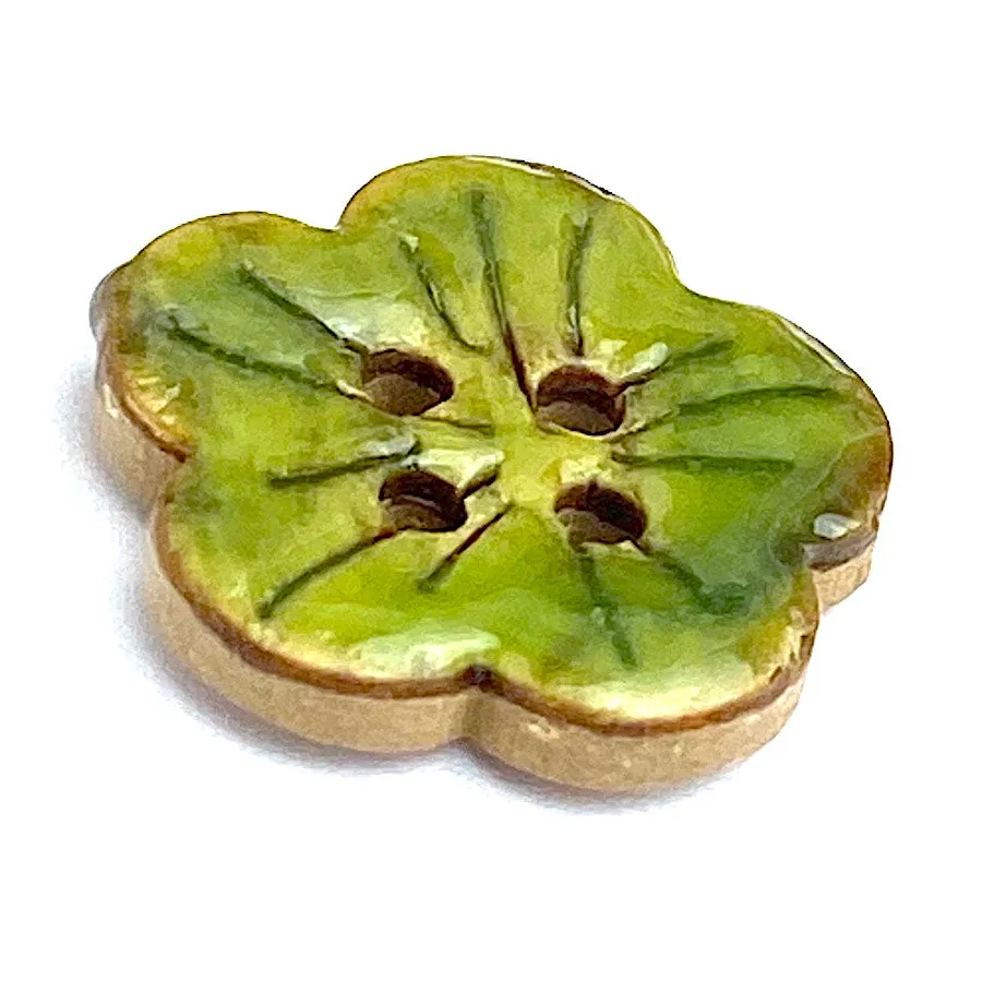 Green Sakura Coconut Button 3/4"   #SWC-115 Handpainted, Shiny