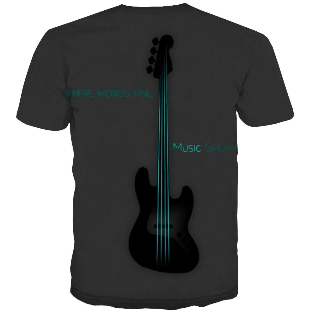 Guitar T shirts Men Music T-shirts Graphic Wooden Tshirts Cool Metal Tshirts Casual