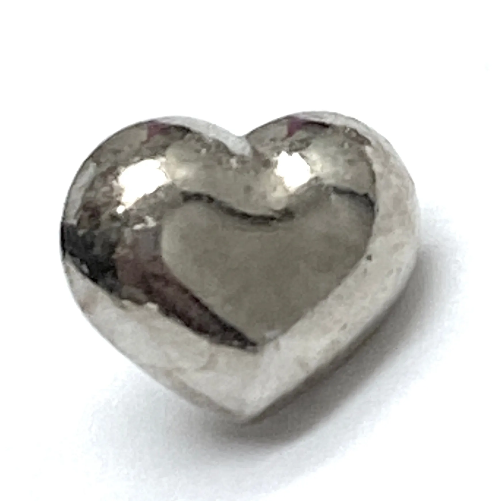 Heart Button, Tiny Shiny Silver Shank Back Button, 3/8"  #SK-1749