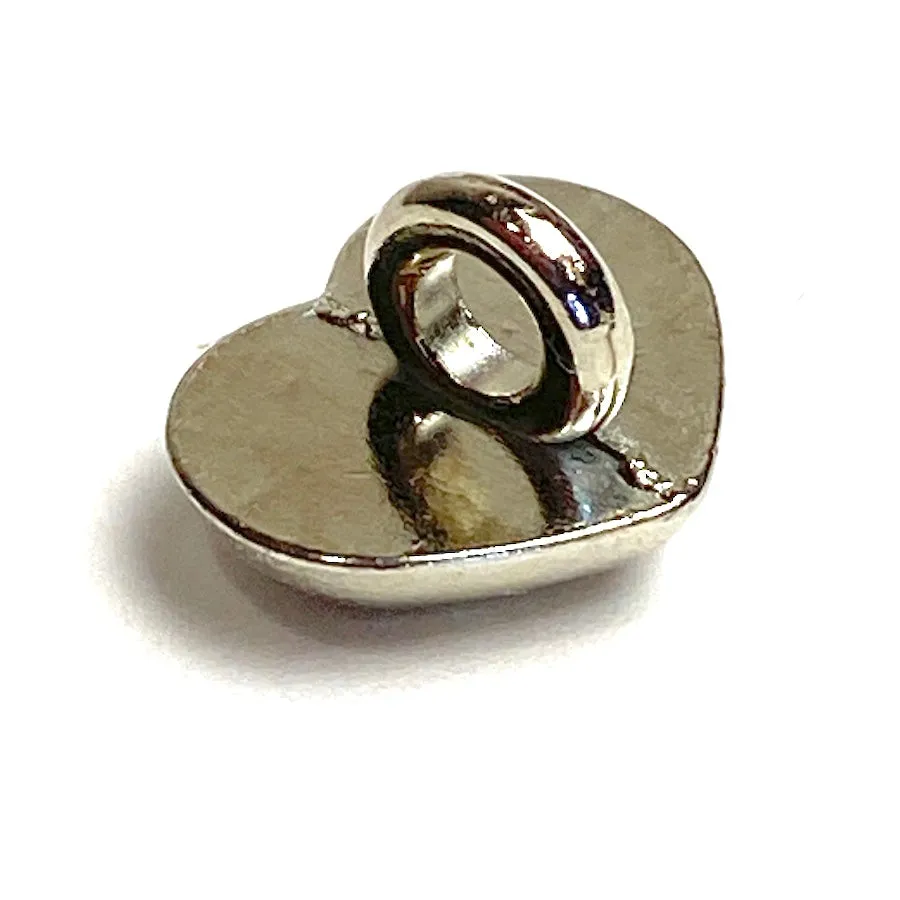 Heart Button, Tiny Shiny Silver Shank Back Button, 3/8"  #SK-1749