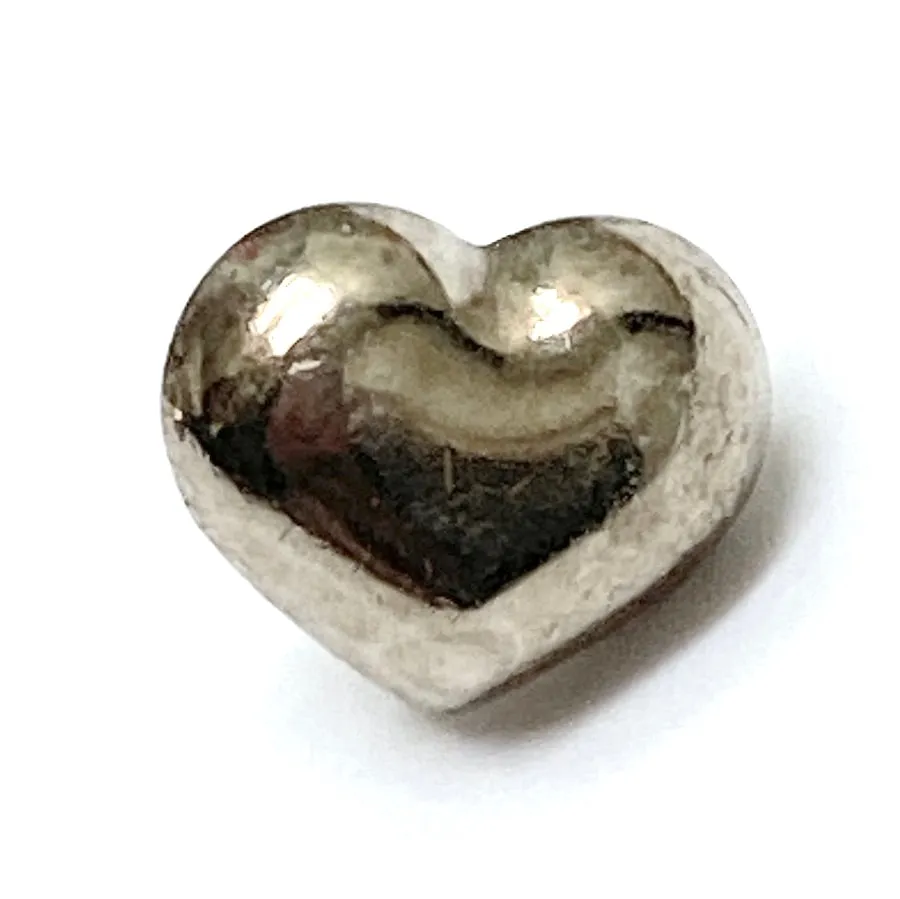 Heart Button, Tiny Shiny Silver Shank Back Button, 3/8"  #SK-1749