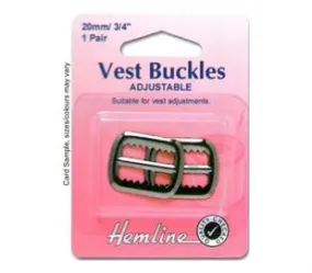 Hemline Vest Buckles - Gun Metal 20MM