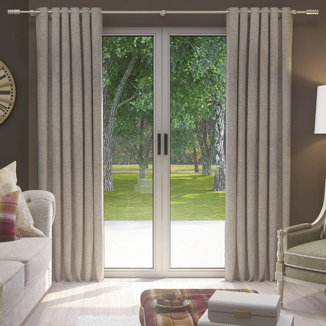 Highlands Textured Plain Taupe Curtains