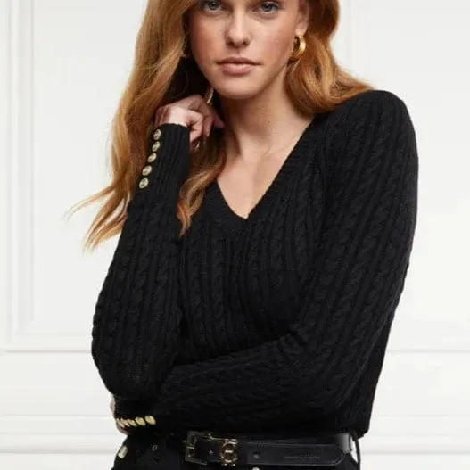 Holland Cooper Seattle V-Neck Knit in Black