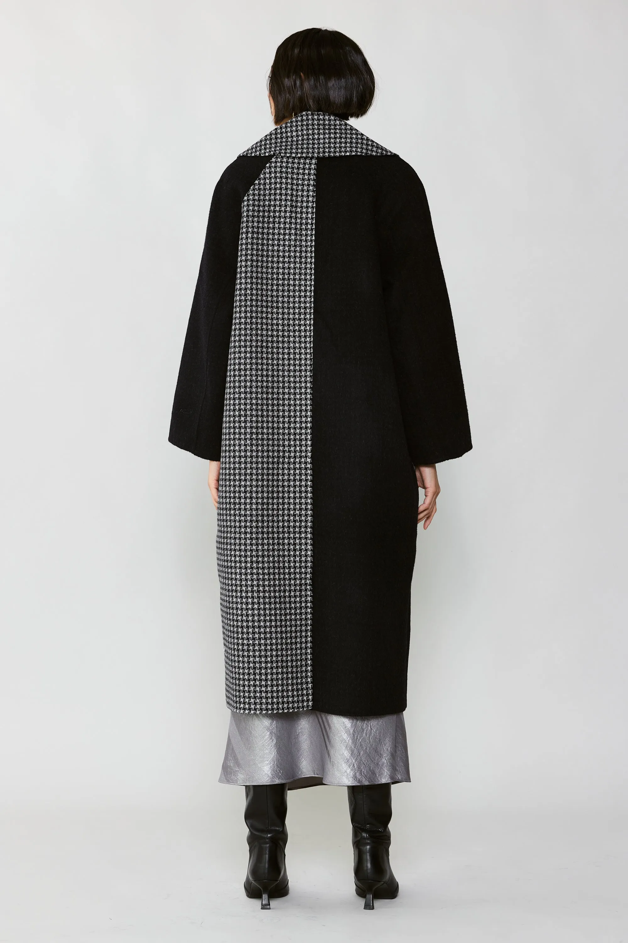 Houndstooth Oversized Wool Coat