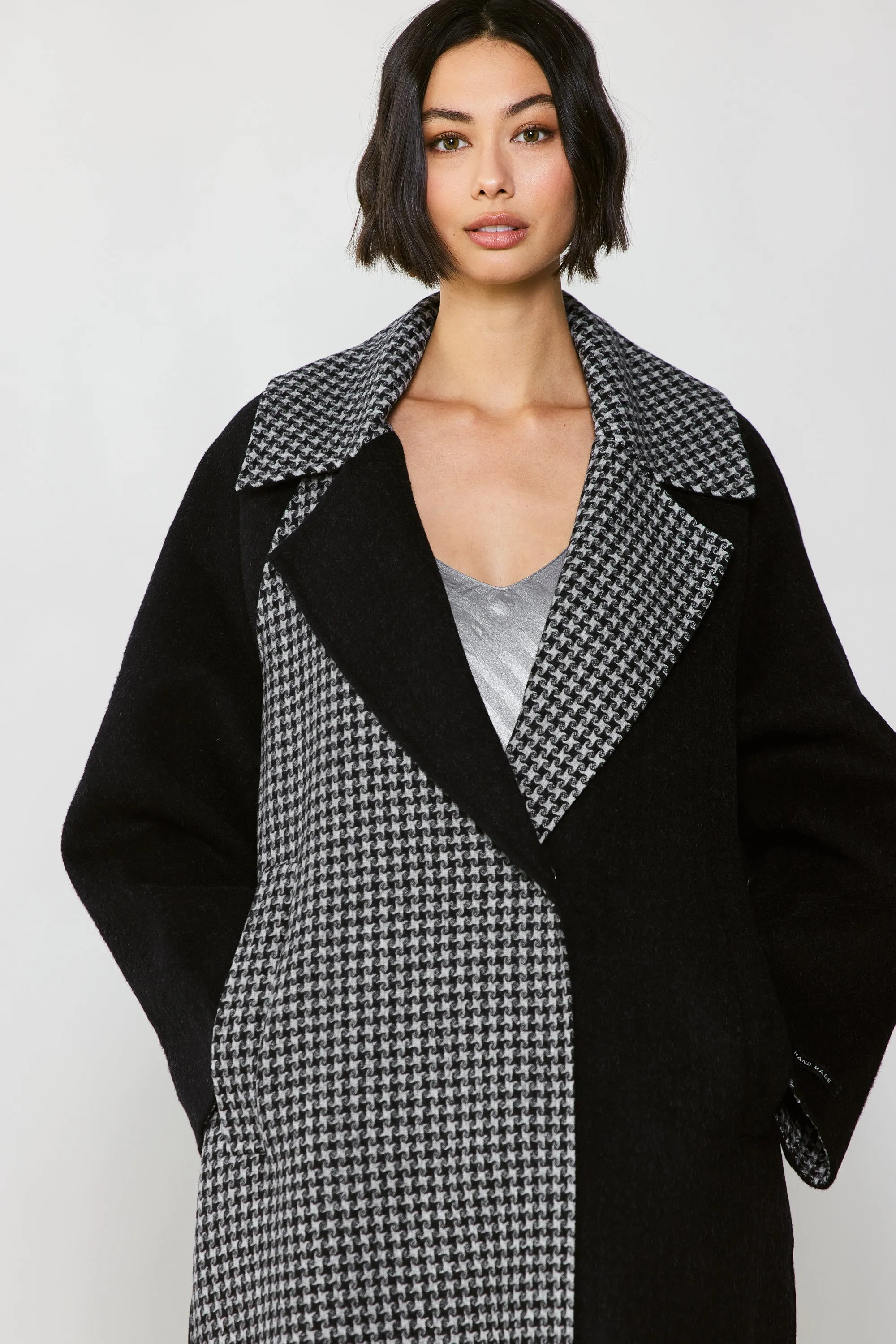 Houndstooth Oversized Wool Coat