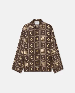 Jelmer - Sale Printed Silk-Twill Shirt - Brown