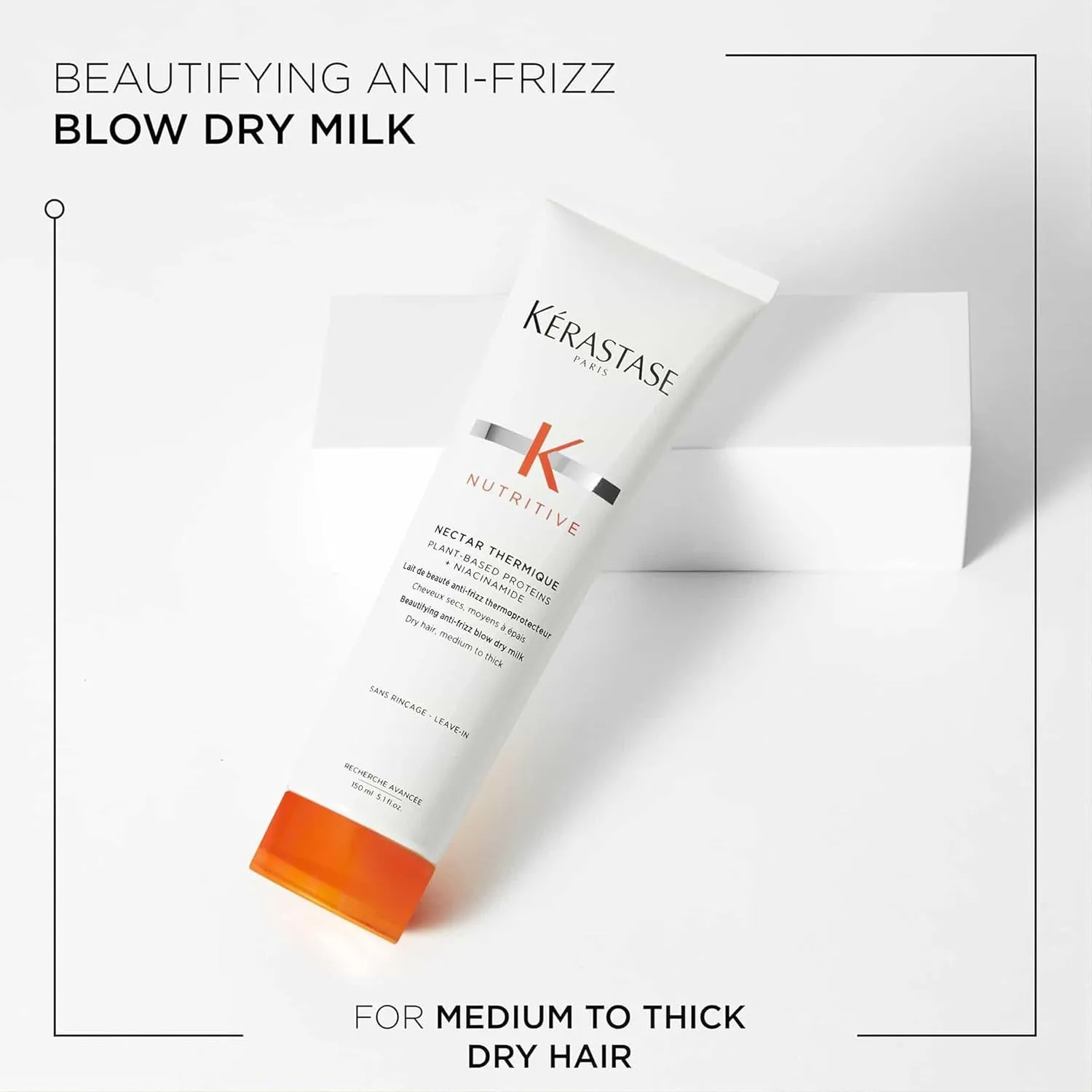 Kérastase Nutritive Nectar Thermique, Anti-Frizz Blow-Dry Milk for Dry Medium to Thick Hair with Niacinamide, Protects from Heat Styling and Reduces Frizz, 150 ml