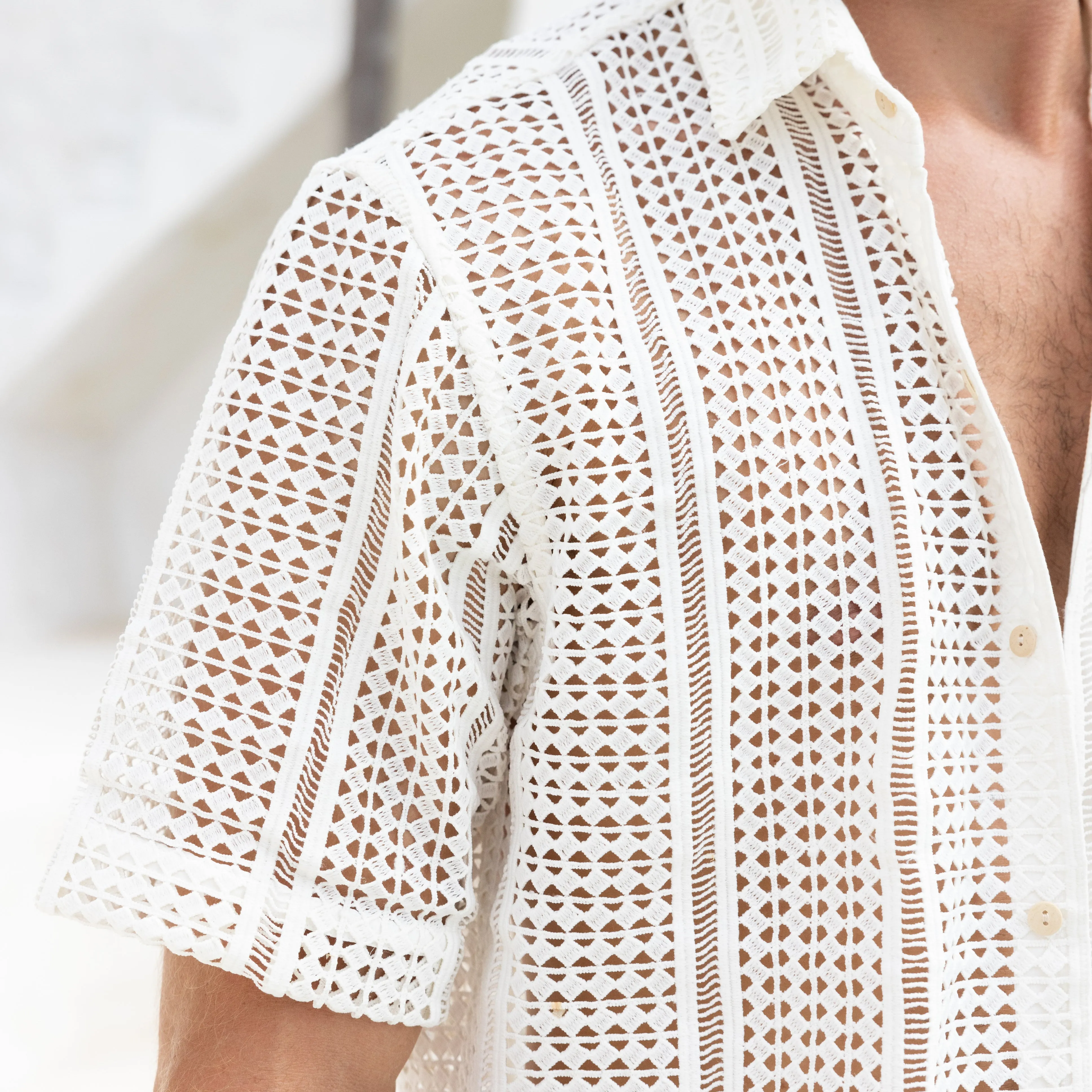 La Brisa - Short Sleeve Crochet Shirt