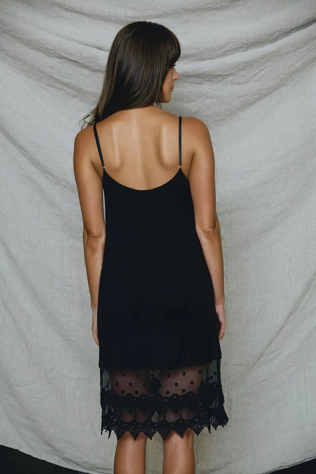 Lace Slip Dress Extender in Black