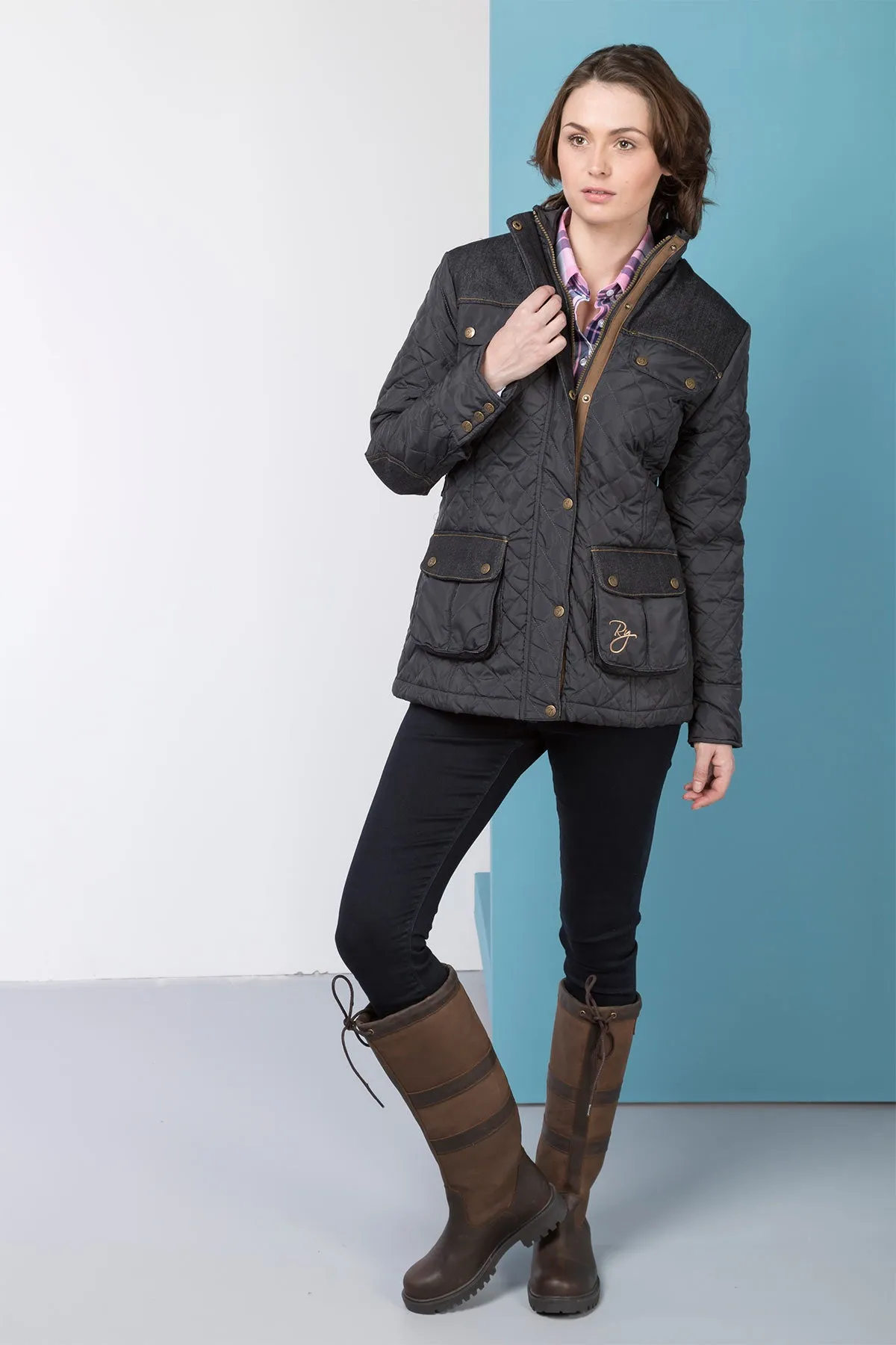 Ladies Denim Trim Quilted Jacket