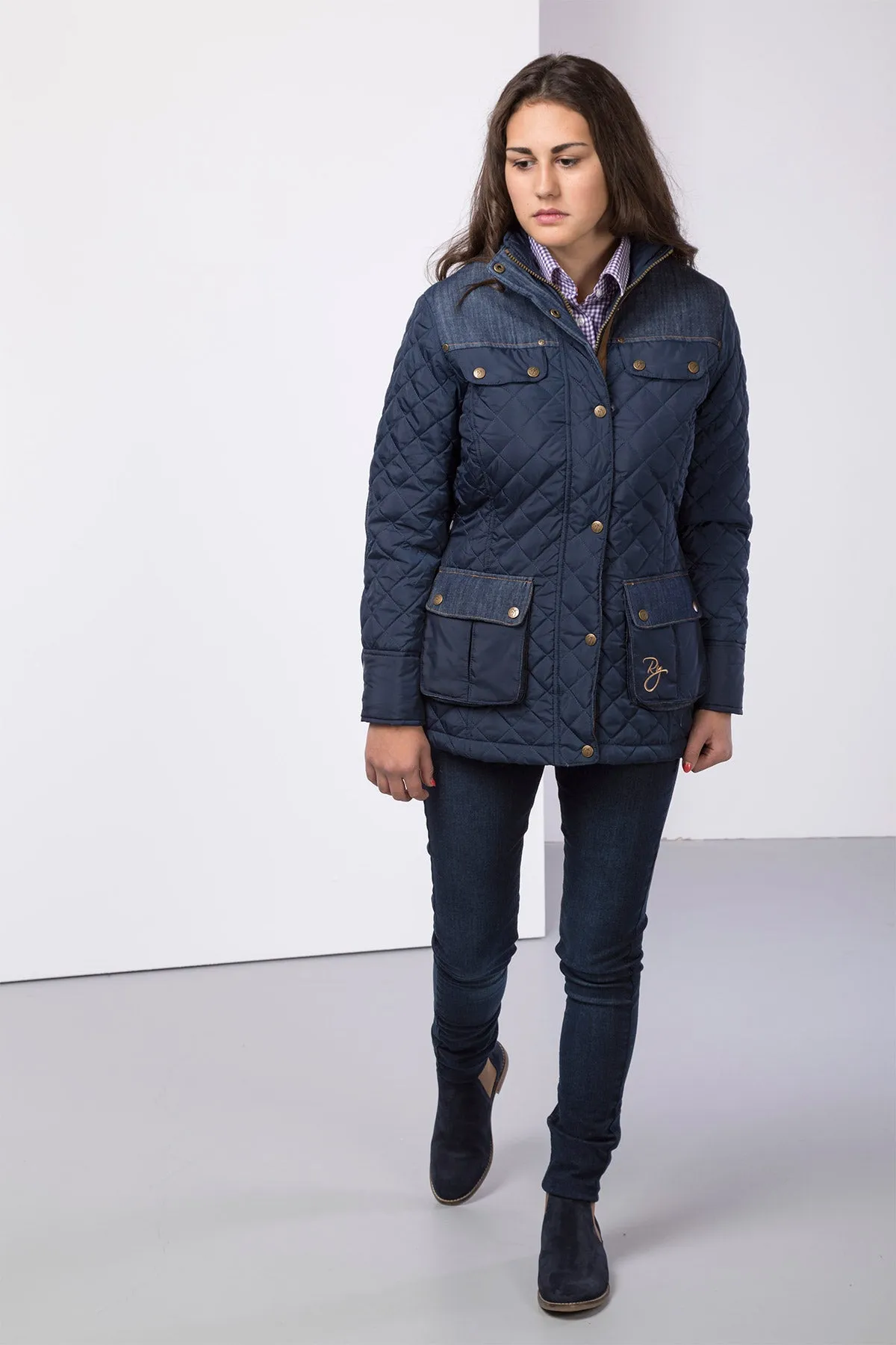 Ladies Denim Trim Quilted Jacket