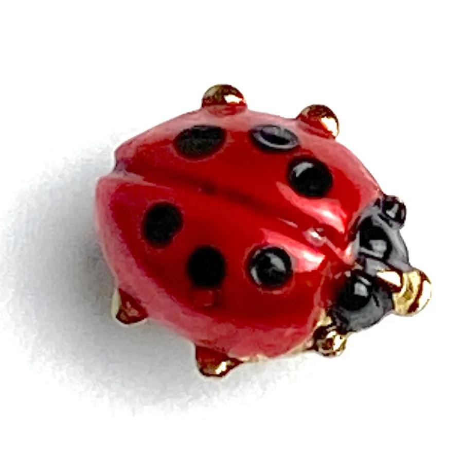 Ladybug Tiny Metal Handpainted Artisan Button 1/4" by Susan Clarke