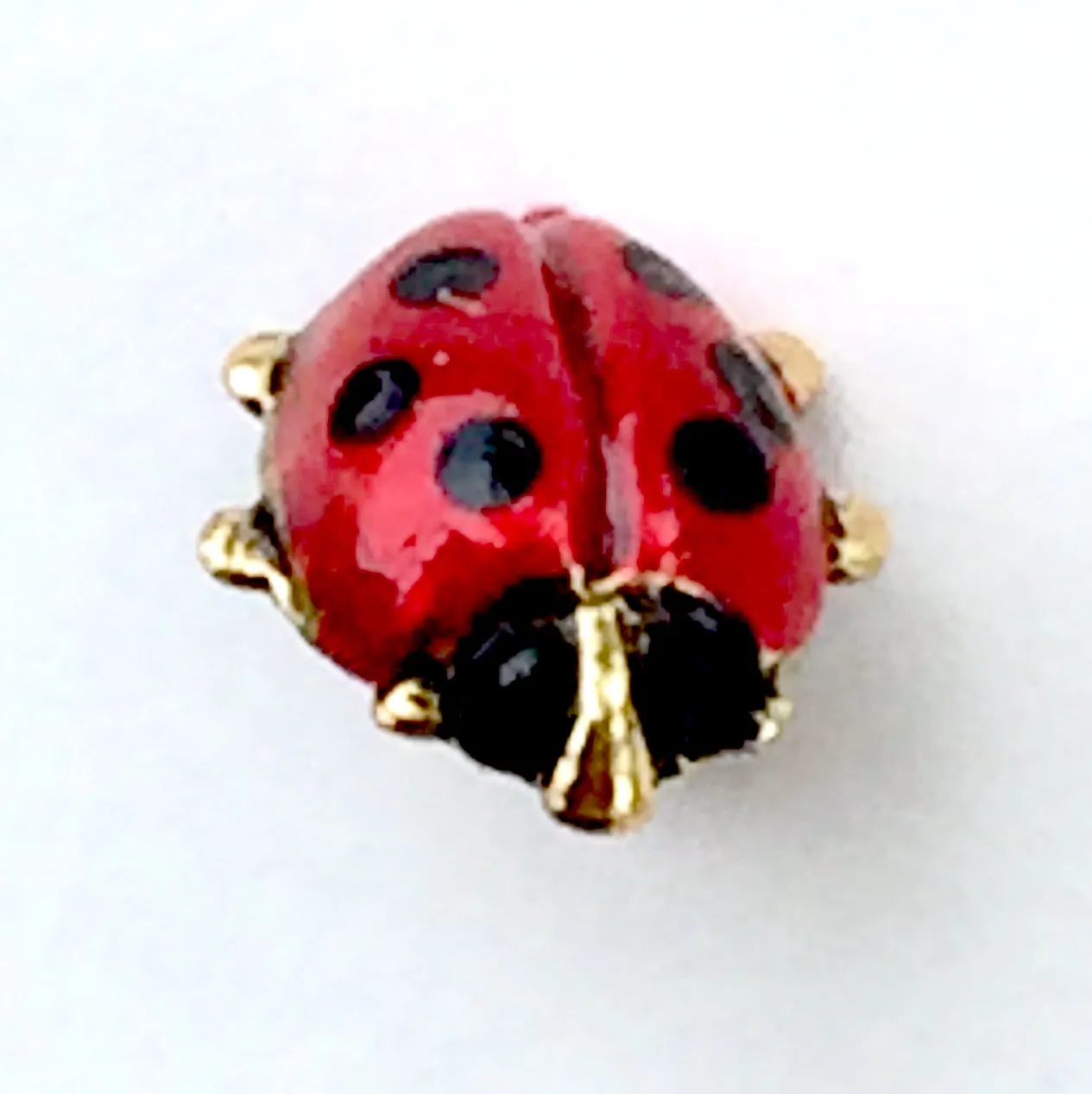 Ladybug Tiny Metal Handpainted Artisan Button 1/4" by Susan Clarke