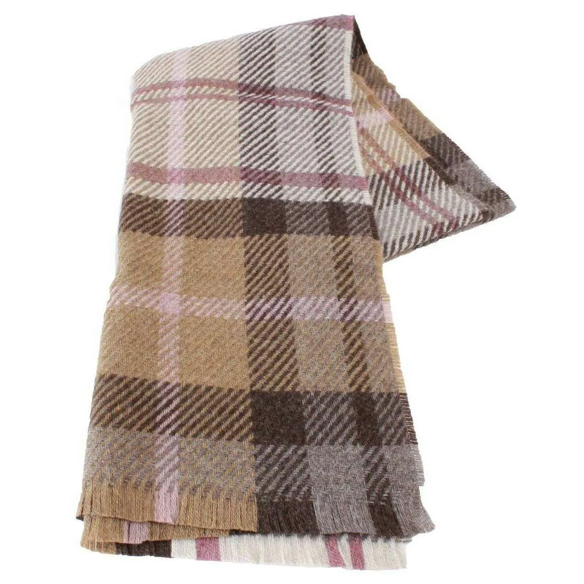 Locharron of Scotland Fearne Gordon Dress British Wool Scarf - Taupe Brown