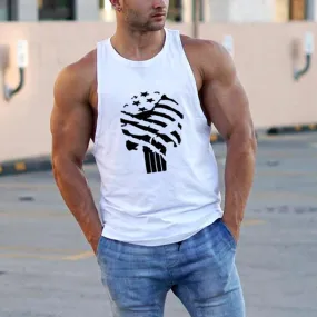 Loose Printed Sleeveless Cotton Men's Tops