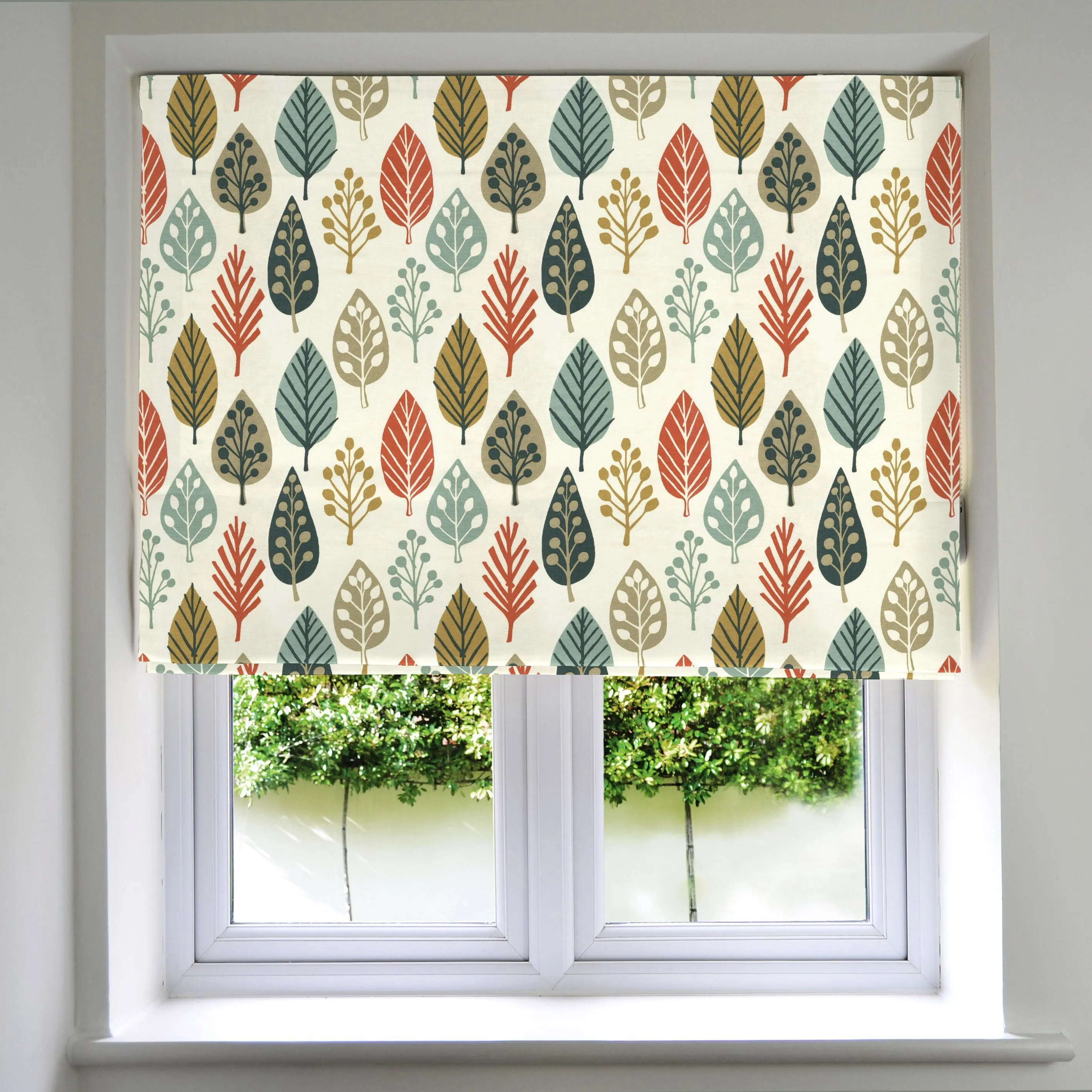 Magda Cotton Print Burnt Orange Roman Blind