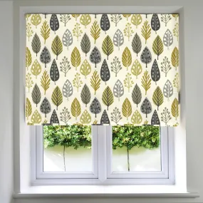 Magda Cotton Print Ochre Yellow Roman Blind