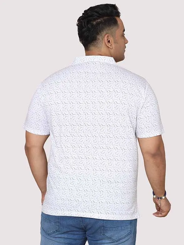 Men Plus Size Abstract Geometric Pattern Digital Printed Polo Collar T-shirt