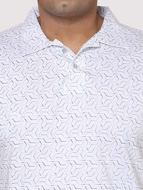 Men Plus Size Abstract Geometric Pattern Digital Printed Polo Collar T-shirt