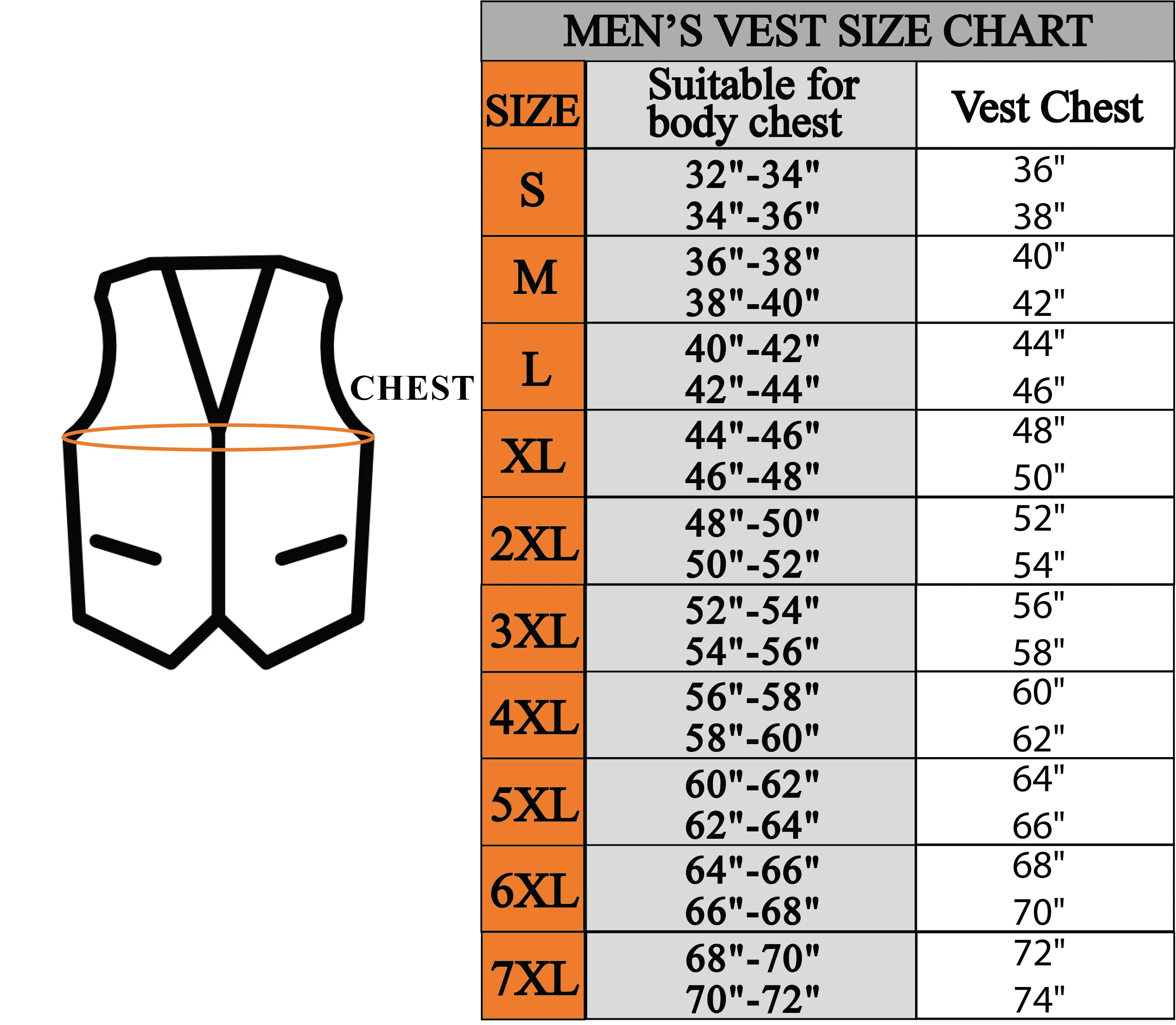 Mens 1/2" Collar Leather Vest