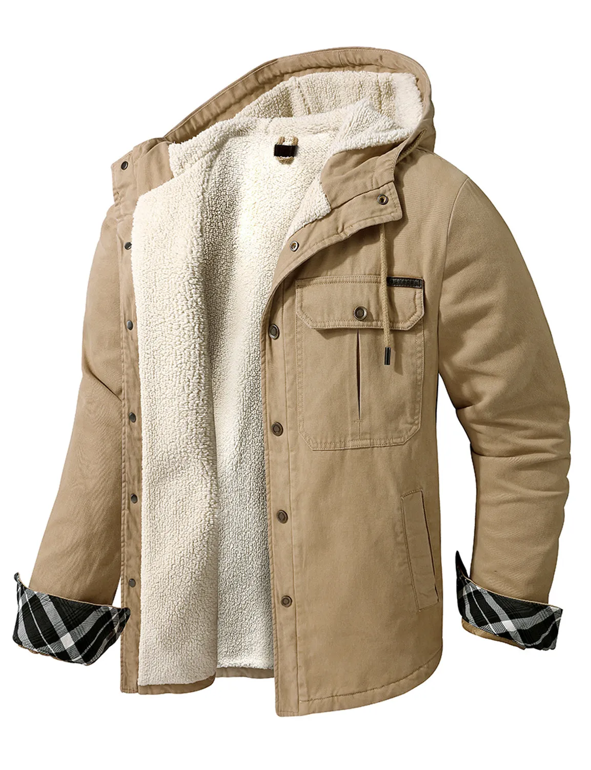 Men's Casual Corduroy Jacket Lapel Solid Sherpa Lined Warm Fall Winter Coat