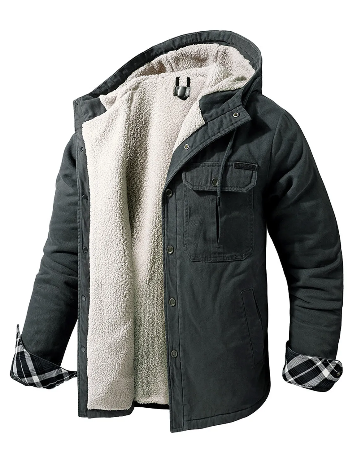 Men's Casual Corduroy Jacket Lapel Solid Sherpa Lined Warm Fall Winter Coat