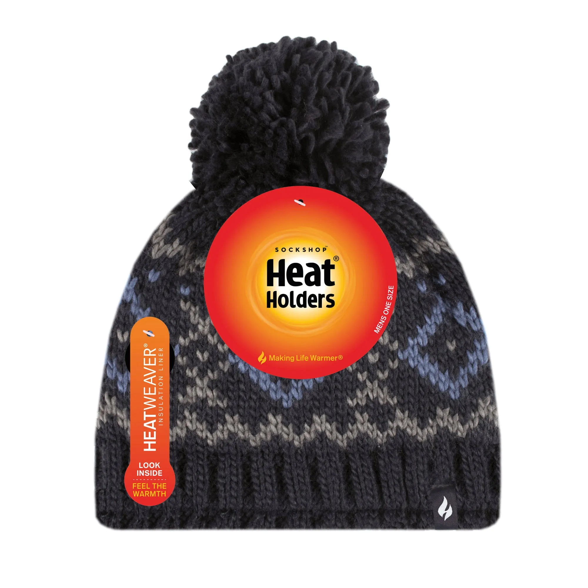 Mens Helsinki Bobble Hat - Black & Blue