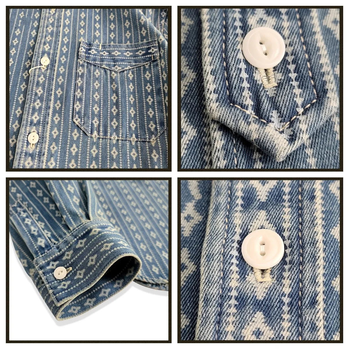 Men's Jacquard Indigo Denim Shirt