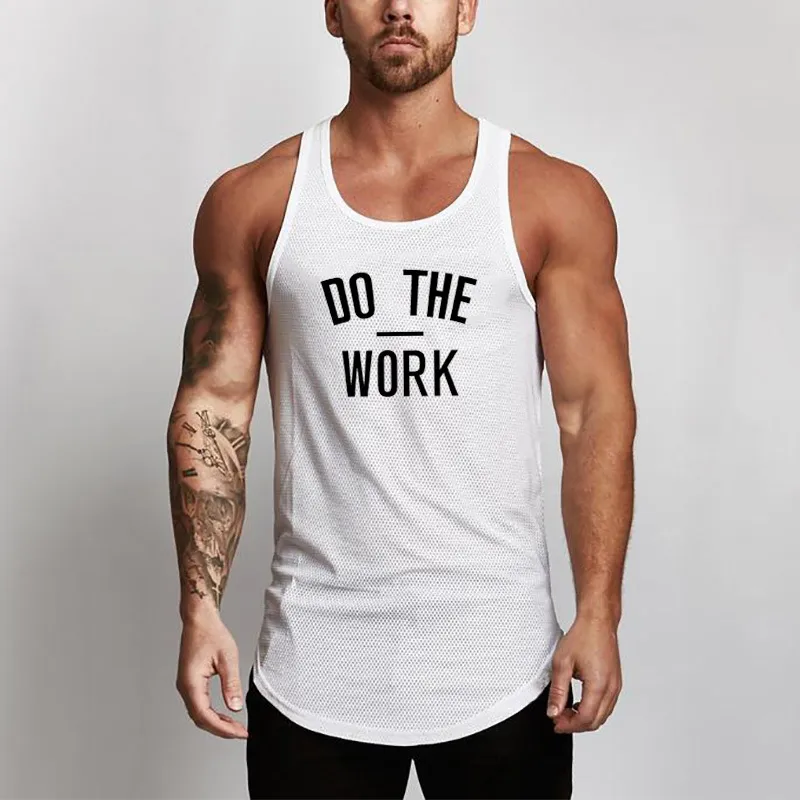 Men's Letter Printed Mesh Round Hem Sports Vest