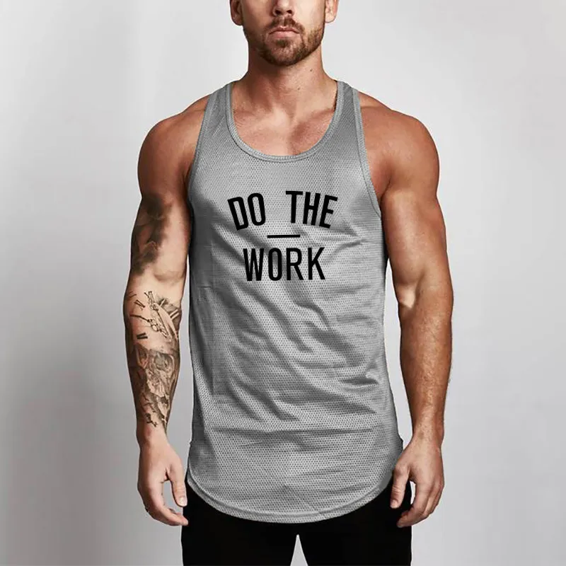 Men's Letter Printed Mesh Round Hem Sports Vest