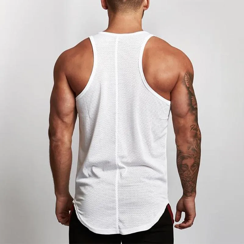 Men's Letter Printed Mesh Round Hem Sports Vest